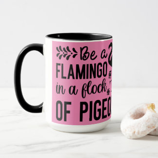Flamingo In Flock Of Pigeons Mug