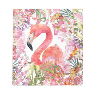 Flamingo in Flower Jungle - Summer Pattern Notepad