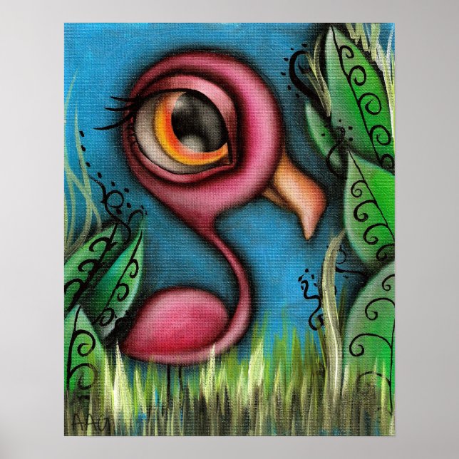 Flamingo in Garden Poster (Front)