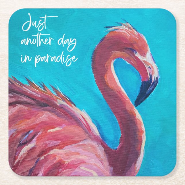 Flamingo in paradise set of coasters (Front)