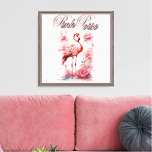 Flamingo in Petals Elegant Watercolor Canvas Print