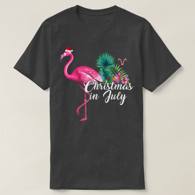Flamingo in Santa Hat Christmas in July for Women  T-Shirt (Design Front)