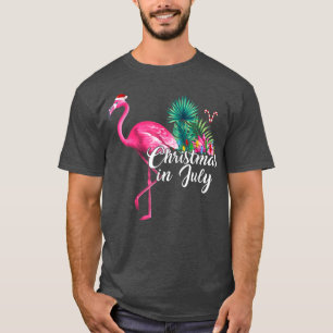 Flamingo in Santa Hat Christmas in July for Women T-Shirt