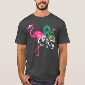 Flamingo in Santa Hat Christmas in July for Women  T-Shirt