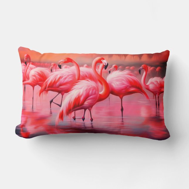 Flamingo in the lake Throw Pillow (Front)
