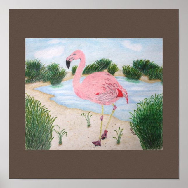 Flamingo in the Marsh Canvas Print (Front)