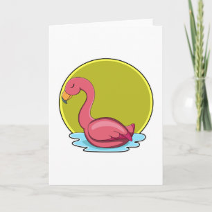 Flamingo in Water with Sun Card