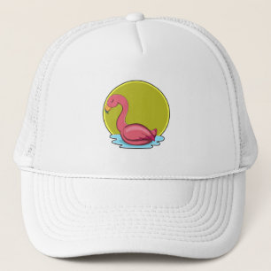 Flamingo in Water with Sun Trucker Hat