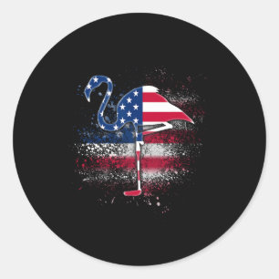 Flamingo Independence Patriotic Us Flag  Classic Round Sticker