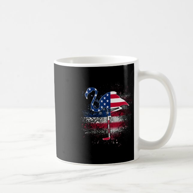 Flamingo Independence Patriotic Us Flag  Coffee Mug (Right)