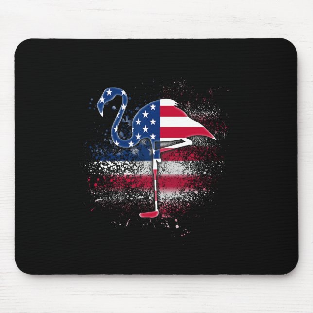 Flamingo Independence Patriotic Us Flag  Mouse Pad (Front)
