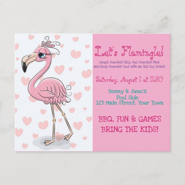 Flamingo Invitation Postcard (Front)