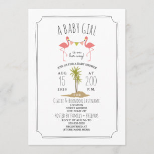 Flamingo Island Baby Shower Invitation