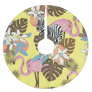 Flamingo Jungle: Exotic Animal Pattern. Brushed Polyester Tree Skirt