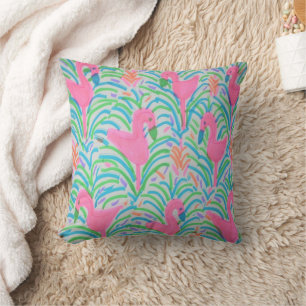 Flamingo Jungle Party Throw Pillow