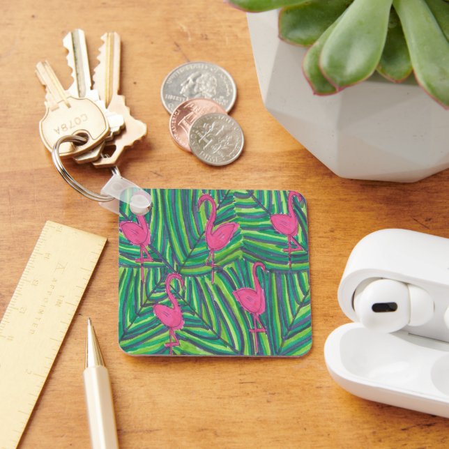 Flamingo Jungle Vibe Key Ring (Desk)
