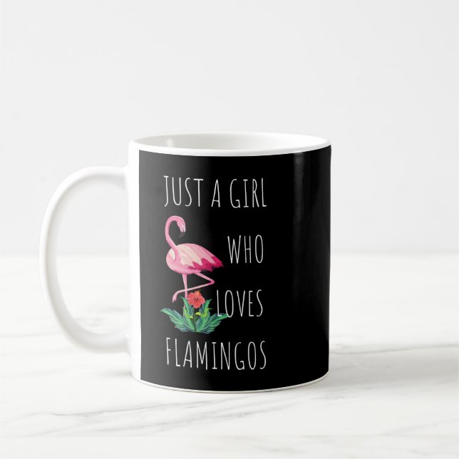flamingo Just a Girl who loves Flamingos gift cute Coffee Mug (Left)