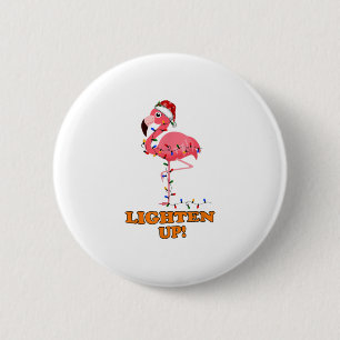 Flamingo Lighten Up Merry Christmas 6 Cm Round Badge