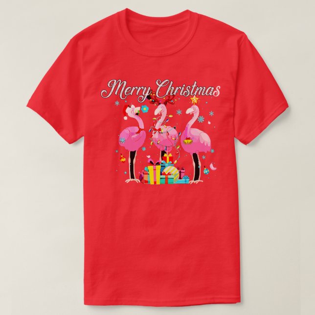 Flamingo Lights Santa Hat Sweater Xmas Tree Christ (Design Front)
