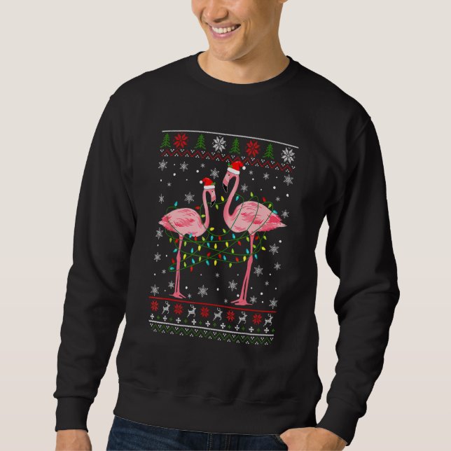 Flamingo Lights Tangled Ugly Sweater Christmas Ani (Front)