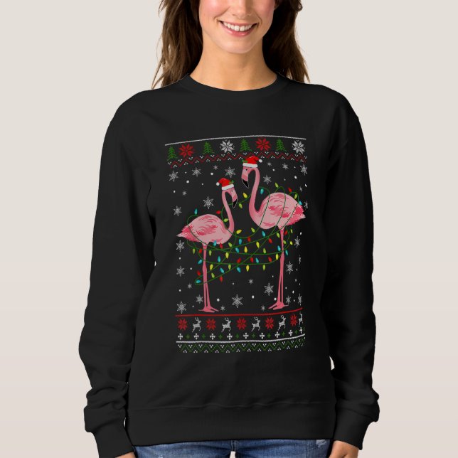 Flamingo Lights Tangled Ugly Sweater Christmas Ani (Front)