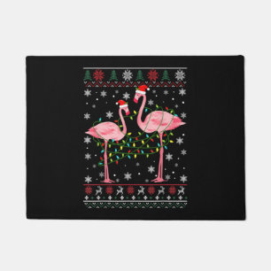 Flamingo Lights Ugly Sweater Christmas Animals Doormat
