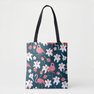 Flamingo Lilies: Tropical Vintage Design. Tote Bag