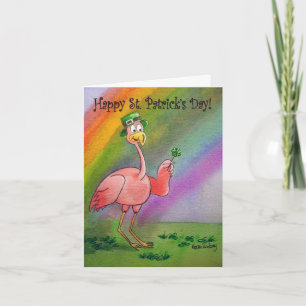 Flamingo Line Happy St. Patrick's Day Lucky Irish Card