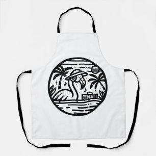 Flamingo Listening to Music - Tropical Chill Vibes Apron