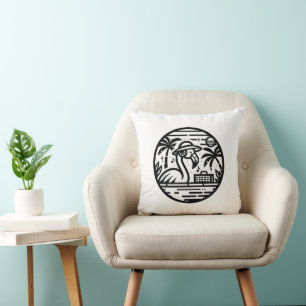 Flamingo Listening to Music - Tropical Chill Vibes Cushion