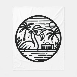 Flamingo Listening to Music - Tropical Chill Vibes Fleece Blanket