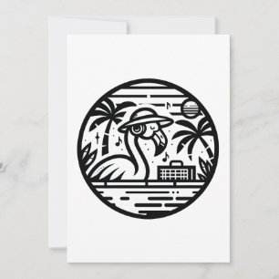 Flamingo Listening to Music - Tropical Chill Vibes Holiday Card