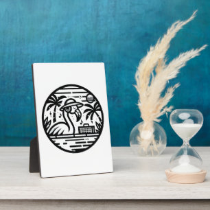Flamingo Listening to Music - Tropical Chill Vibes Plaque
