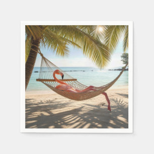 Flamingo Lounging in a Hammock Napkin