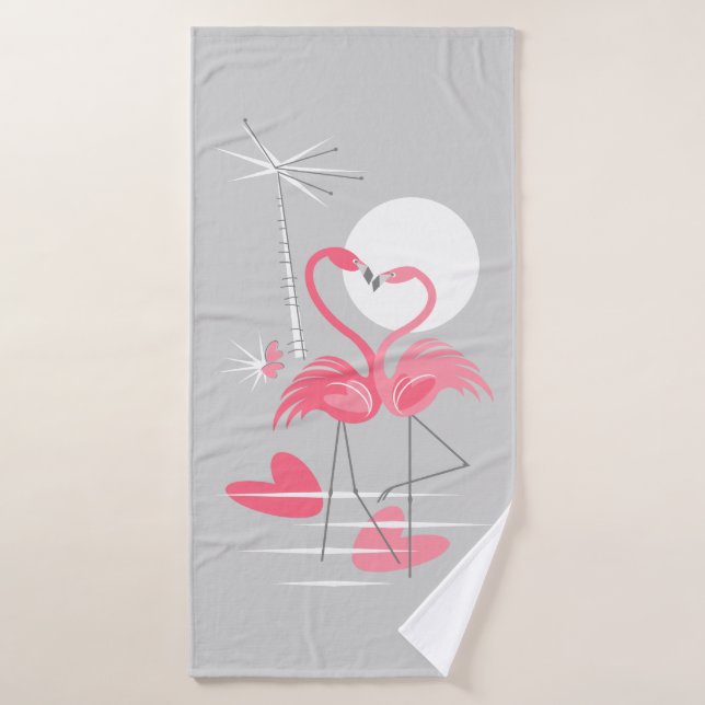 Flamingo Love bath towel (Bath Towel)
