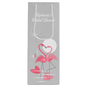 Flamingo Love Bridal Shower gift bag wine