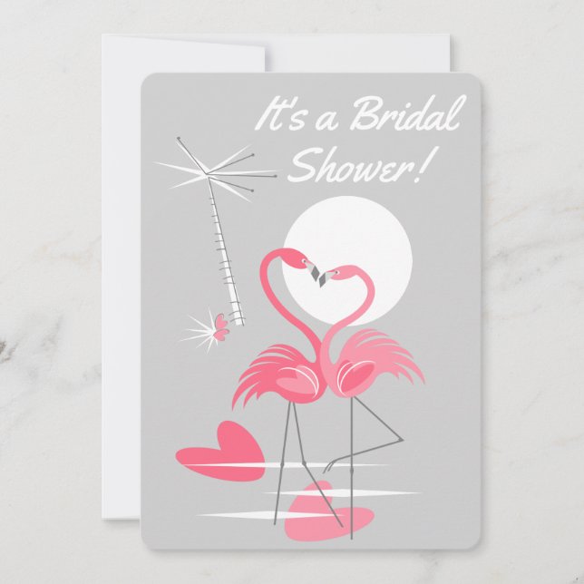 Flamingo Love Bridal Shower vertical Invitation (Front)