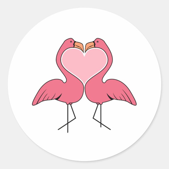 Flamingo Love Classic Round Sticker (Front)