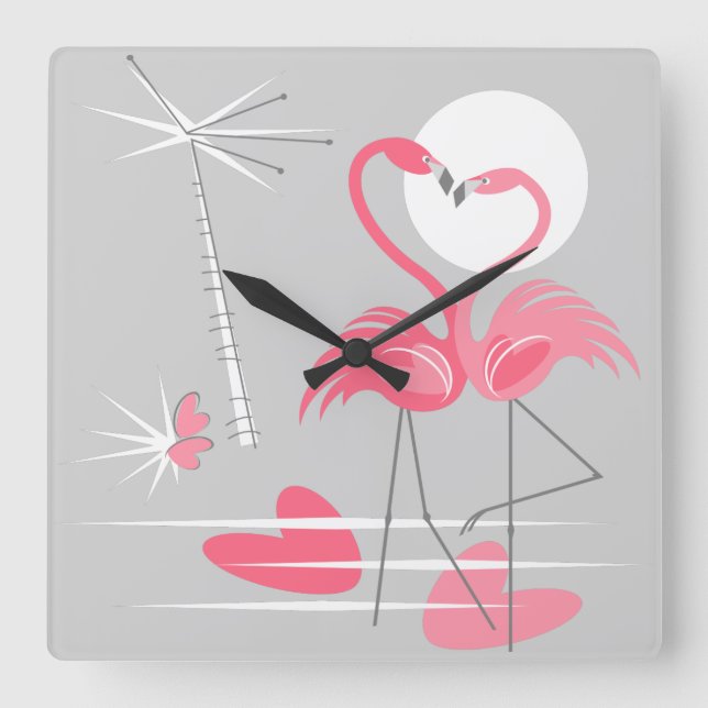 Flamingo Love clock square (Front)