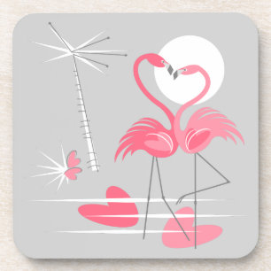 Flamingo Love coaster cork back