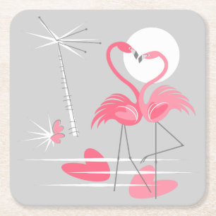 Flamingo Love coaster square