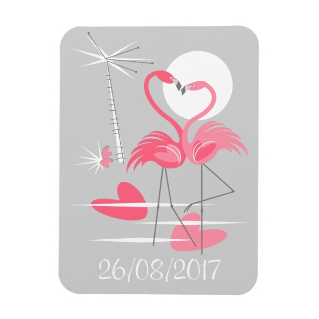 Flamingo Love Date flexible magnet (Vertical)
