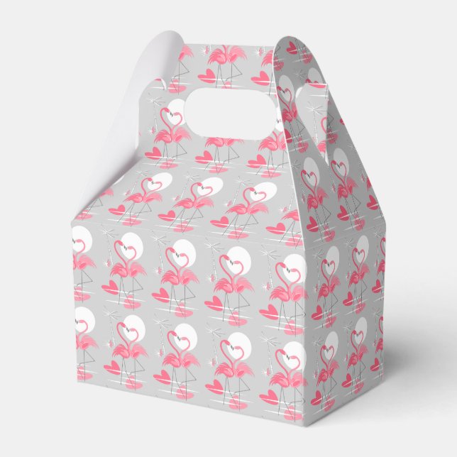 Flamingo Love favour box gable tiled (Back Side)