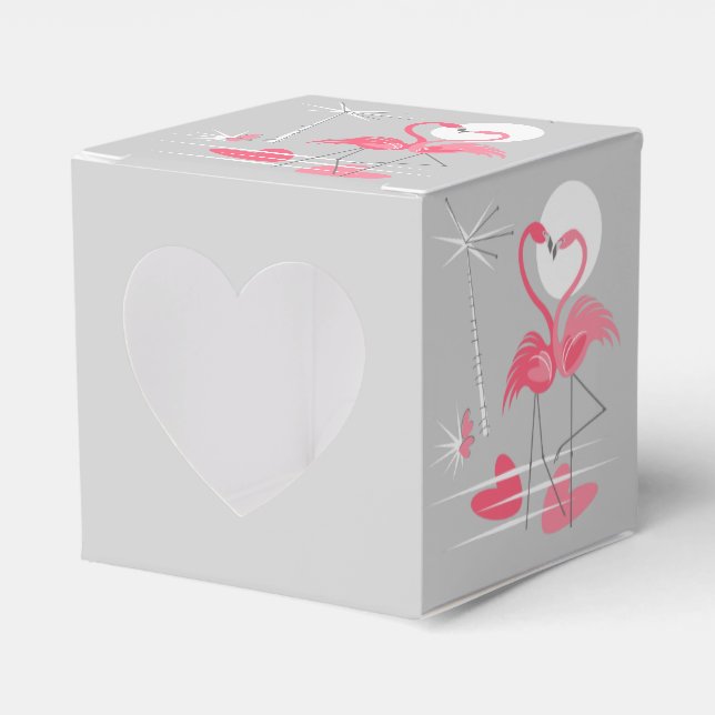 Flamingo Love favour box heart (Front Side)