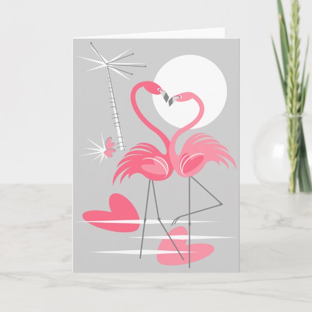 Flamingo Love greetings card (Front)
