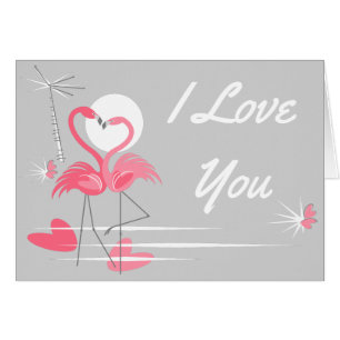 Flamingo Love I Love You inside pink landscape