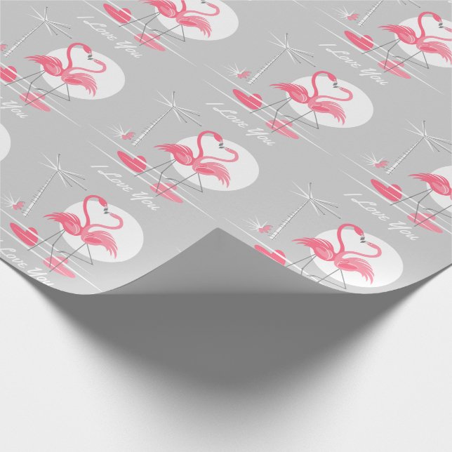 Flamingo Love I Love You wrapping paper (Corner)