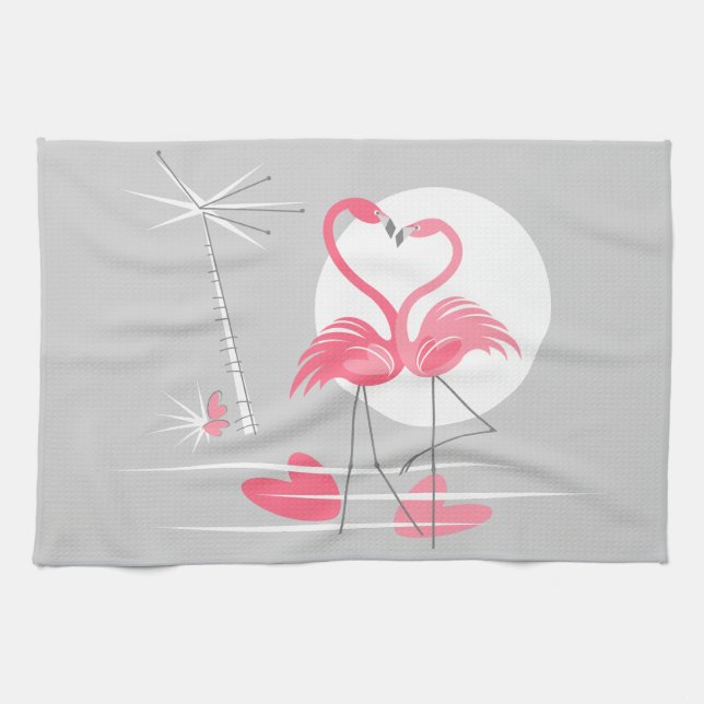 Flamingo Love kitchen towel (Horizontal)