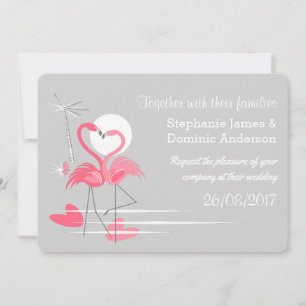 Flamingo Love landscape double-sided text Invitation