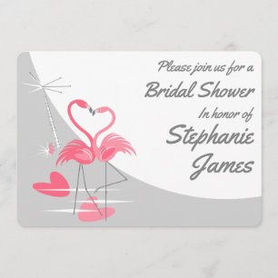 Flamingo Love Large Moon Bridal Shower invitation